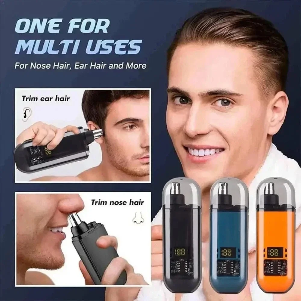 USB Rechargeable Nose Ear Hair Trimmer for Men Portable Clipper Original Orange